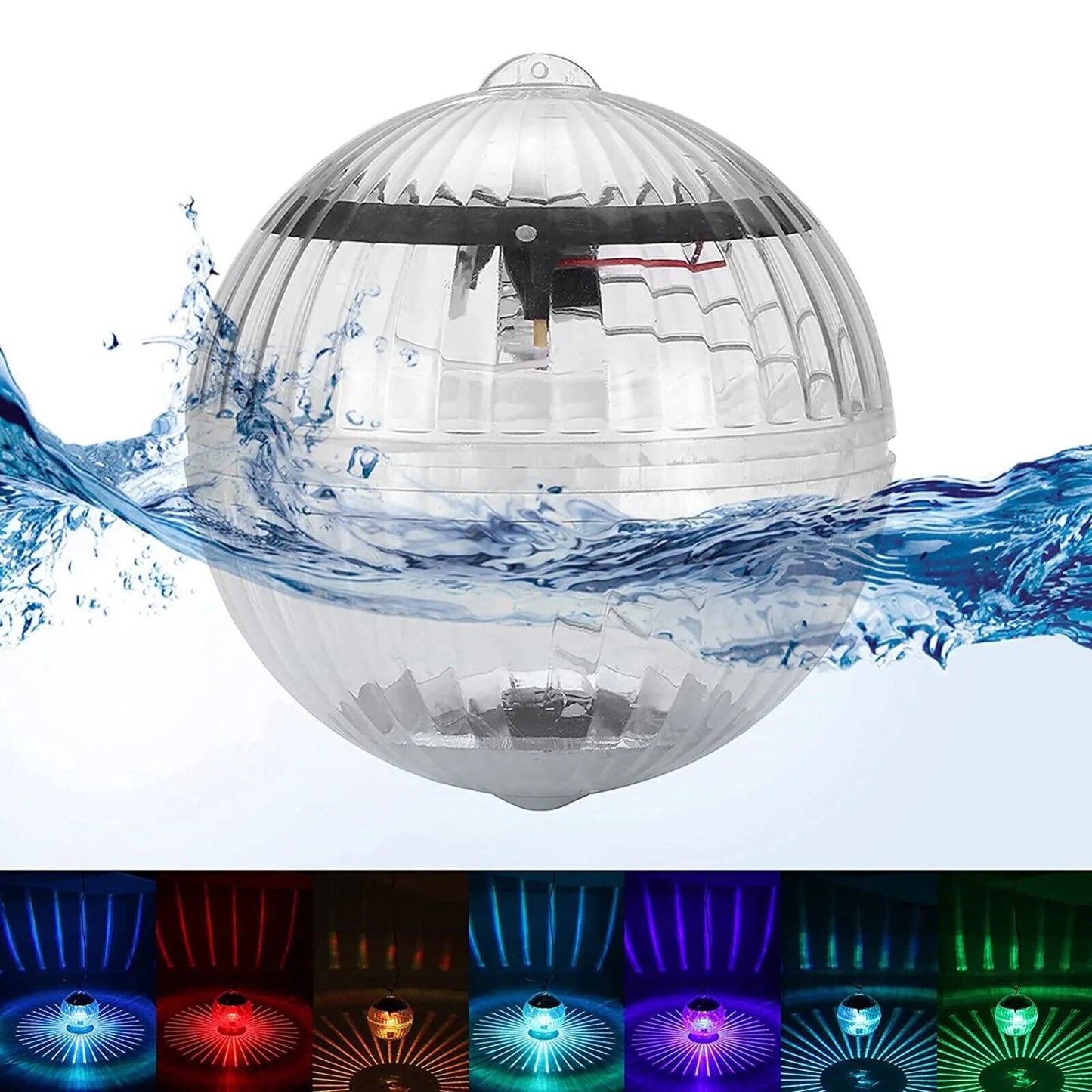 Outdoor Solar LED Floating Light Garden Pond Pool Lamp Rotating RGB Color Change