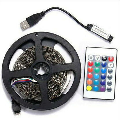 5V USB LED Strip Lights TV Back Light 5050 RGB Colour Changing with 24Key Remote