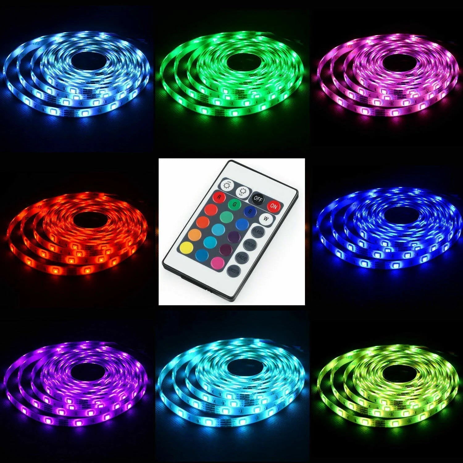 5V USB LED Strip Lights TV Back Light 5050 RGB Colour Changing with 24Key Remote